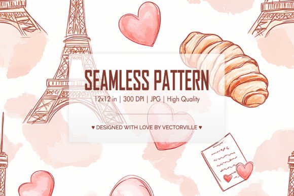 Download Romantic Paris Love Seamless Pattern JPG - Jpg Collection