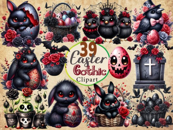 Download Easter Gothic Watercolor Clipart Bundle - Gothic watercolor clipart Collection
