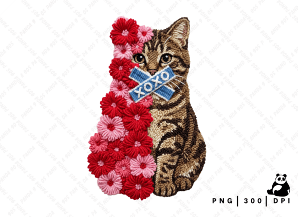 Download Floral Valentine Cat Latch Hook PNG - Premium Resources